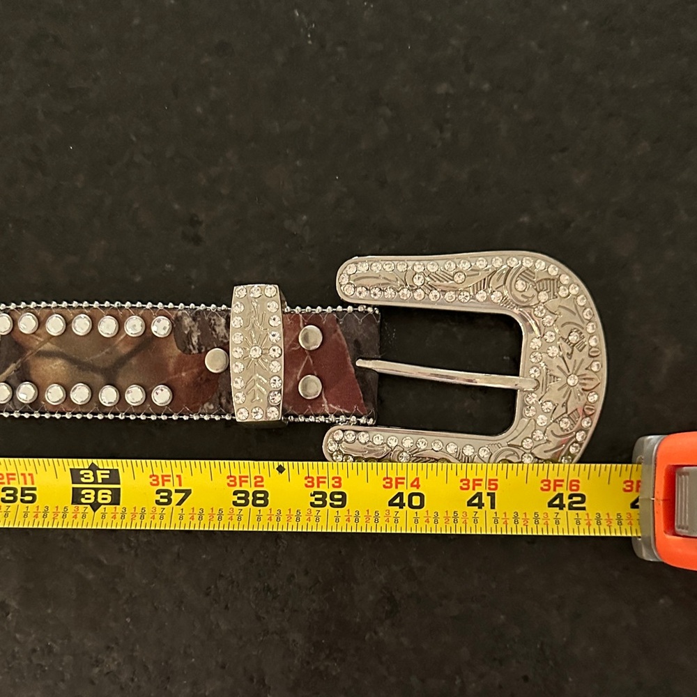 Blazin Roxx Mossy Oak Breakup Camo Belt Studded Rhinestones - Picture 8 of 9